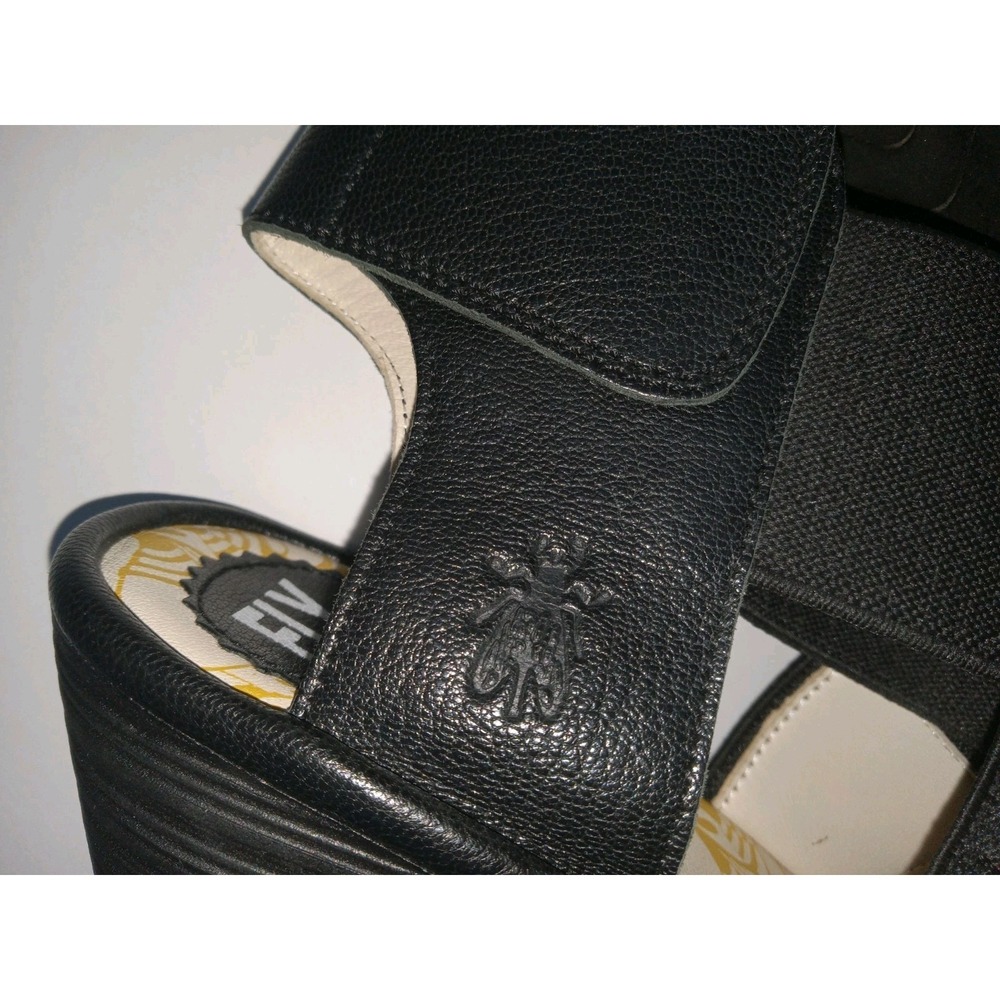 Fly London Strappy Black Wedge Sandals Women's Size 39 US 8 - Picture 8 of 11